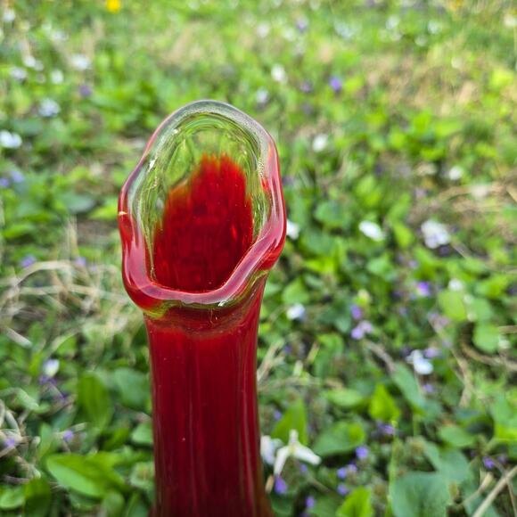 Kanawha glass orange red Mcm vase - Picture 12 of 12